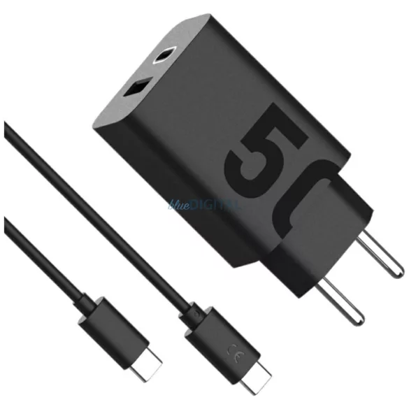 Motorola TurboPower 50W hálózati töltő Dual USB-C/USB-A, USB-C kábellel 1m - fekete