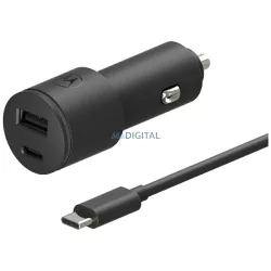   Motorola TurboPower 45W autós töltő Dual USB-A/USB-C, USB-C kábellel 1m - fekete