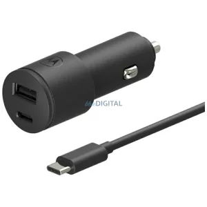 Motorola TurboPower 45W autós töltő Dual USB-A/USB-C, USB-C kábellel 1m - fekete