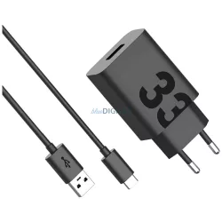   Motorola TurboPower 33W hálózati töltő USB-A, USB-A-USB-C kábellel 1m - fekete