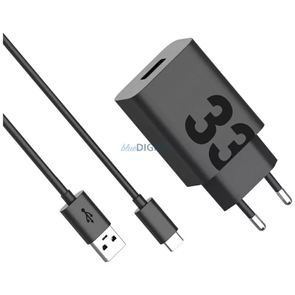 Motorola TurboPower 33W hálózati töltő USB-A, USB-A-USB-C kábellel 1m - fekete