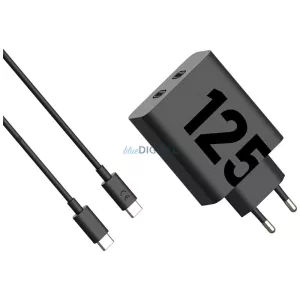 Motorola TurboPower 125W hálózati töltő Dual 2x USB-C, USB-C kábellel 1m - fekete