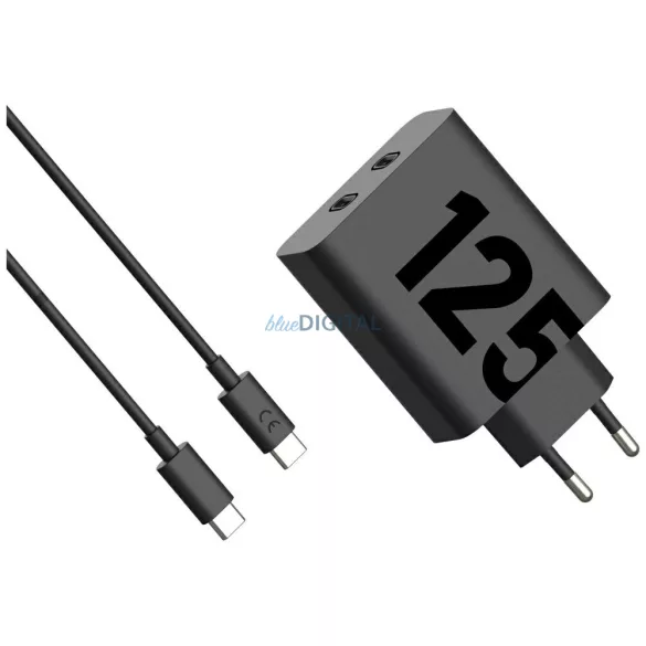 Motorola TurboPower 125W hálózati töltő Dual 2x USB-C, USB-C kábellel 1m - fekete