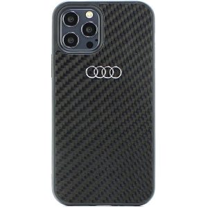 Audi Carbon Fiber iPhone 12/12 Pro 6.1" fekete keménytok  AU-TPUPCIP12P-R8/D2-BK