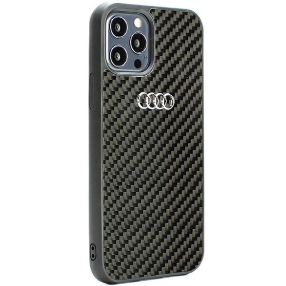 Audi Carbon Fiber iPhone 12/12 Pro 6.1" fekete keménytok  AU-TPUPCIP12P-R8/D2-BK