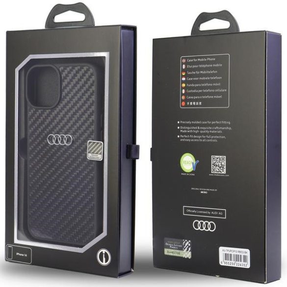 Audi Carbon Fiber iPhone 12/12 Pro 6.1" fekete keménytok  AU-TPUPCIP12P-R8/D2-BK