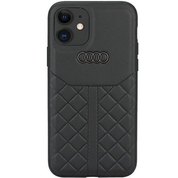 Audi Valódi bőr iPhone 12/12 Pro 6.1" fekete keménytok AU-TPUPCIP12P-Q8/D1-BK