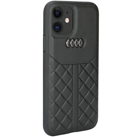 Audi Valódi bőr iPhone 12/12 Pro 6.1" fekete keménytok AU-TPUPCIP12P-Q8/D1-BK