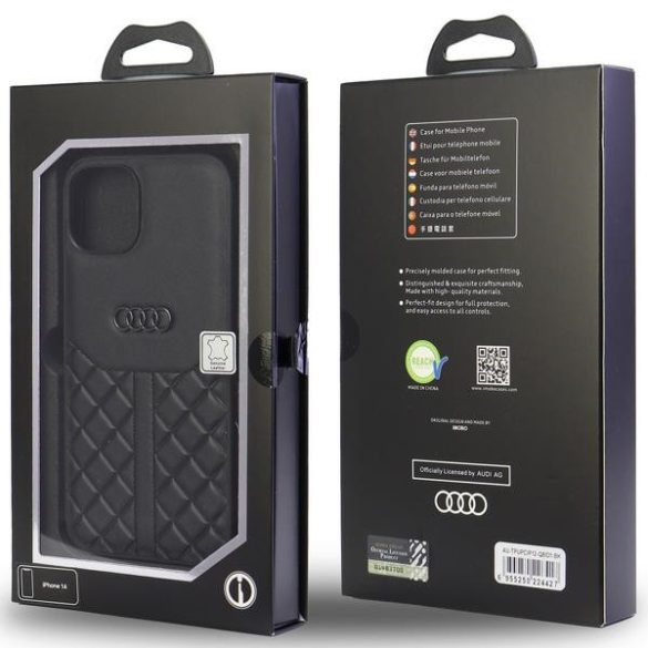 Audi Valódi bőr iPhone 12/12 Pro 6.1" fekete keménytok AU-TPUPCIP12P-Q8/D1-BK