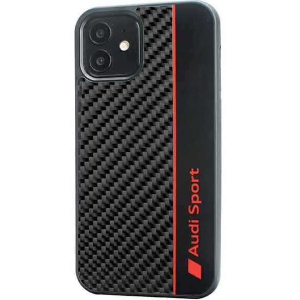 Audi Carbon Fiber Stripe iPhone 12/12 Pro 6.1" fekete keménytok AUS-TPUPCIP12P-R8/D1-BK