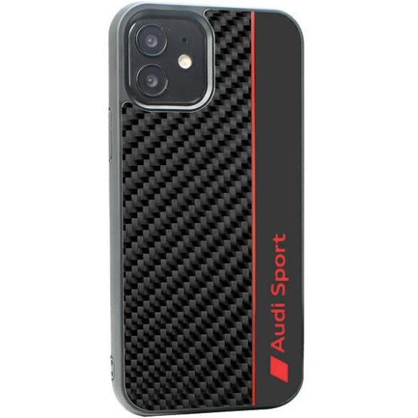 Audi Carbon Fiber Stripe iPhone 12/12 Pro 6.1" fekete keménytok AUS-TPUPCIP12P-R8/D1-BK