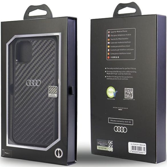Audi Carbon Fiber iPhone 11 / Xr 6.1" fekete keménytok AU-TPUPCIP11-R8/D2-BK