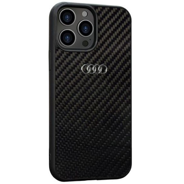 Audi Carbon Fiber iPhone 13 Pro / 13 6.1" fekete keménytok AU-TPUPCIP13P-R8/D2-BK