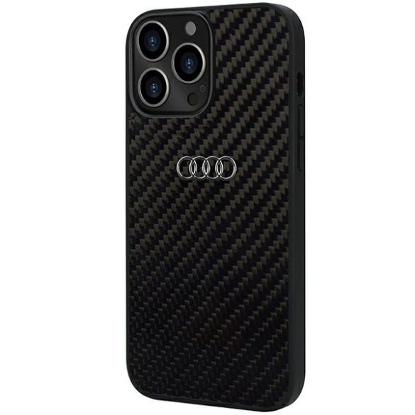 Audi Carbon Fiber iPhone 13 Pro / 13 6.1" fekete keménytok AU-TPUPCIP13P-R8/D2-BK