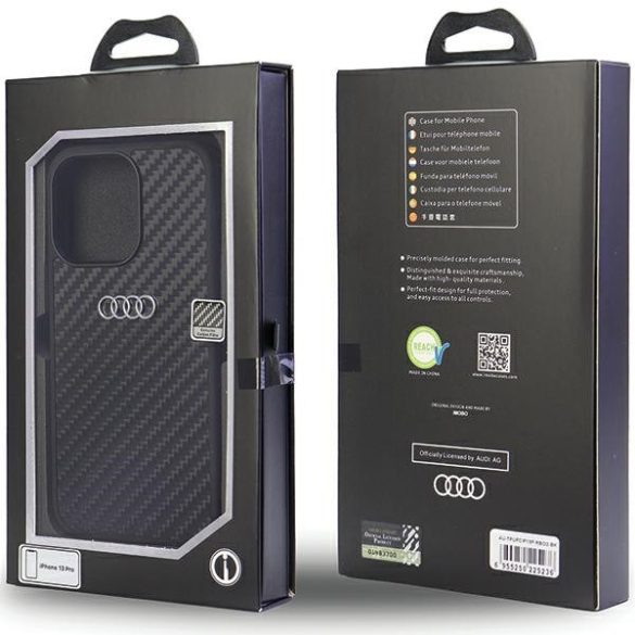 Audi Carbon Fiber iPhone 13 Pro / 13 6.1" fekete keménytok AU-TPUPCIP13P-R8/D2-BK