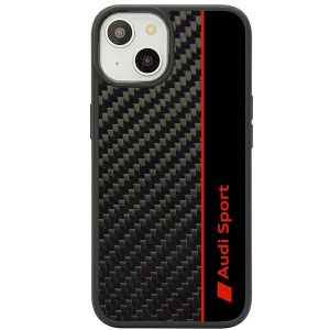 Audi Carbon Fiber Stripe iPhone 14 / 15 / 13 6.1" fekete keménytok AUS-TPUPCIP14-R8/D1-BK