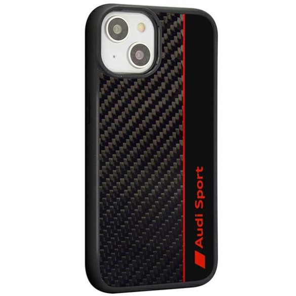 Audi Carbon Fiber Stripe iPhone 14 / 15 / 13 6.1" fekete keménytok AUS-TPUPCIP14-R8/D1-BK