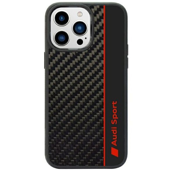 Audi Carbon Fiber Stripe iPhone 14 Pro 6.1" fekete keménytok  AUS-TPUPCIP14P-R8/D1-BK