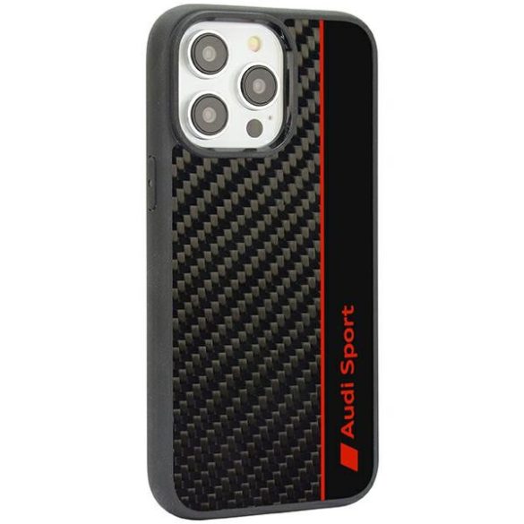 Audi Carbon Fiber Stripe iPhone 14 Pro 6.1" fekete keménytok  AUS-TPUPCIP14P-R8/D1-BK