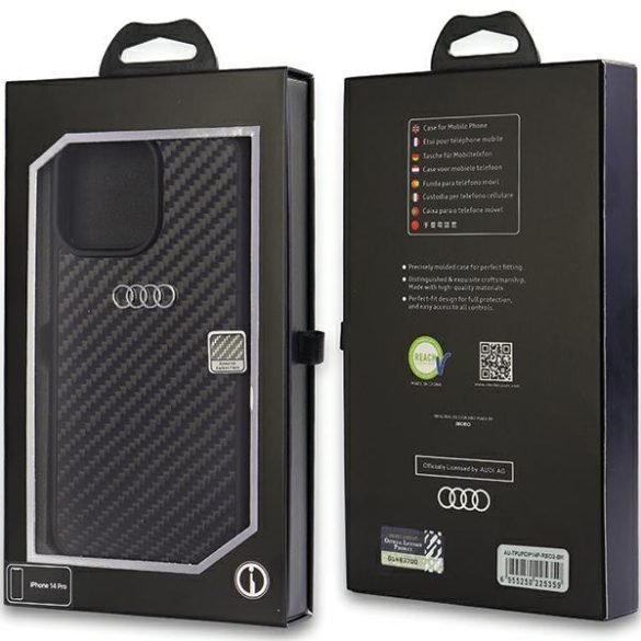 Audi Carbon Fiber iPhone 14 Pro 6.1" fekete keménytok  AU-TPUPCIP14P-R8/D2-BK