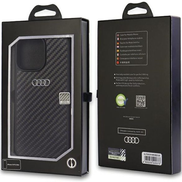 Audi Carbon Fiber iPhone 14 Pro Max 6.7" fekete keménytok  AU-TPUPCIP14PM-R8/D2-BK