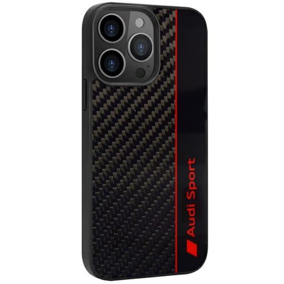 Audi Carbon Fiber Stripe iPhone 13 Pro / 13 6.1" fekete keménytok AUS-TPUPCIP13P-R8/D1-BK