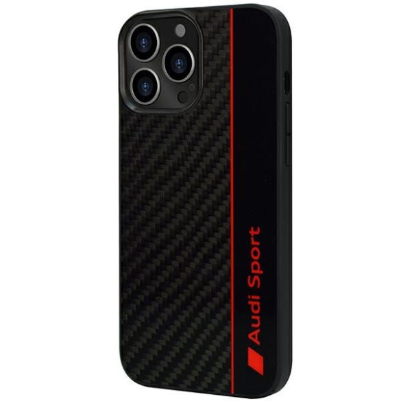 Audi Carbon Fiber Stripe iPhone 13 Pro / 13 6.1" fekete keménytok AUS-TPUPCIP13P-R8/D1-BK