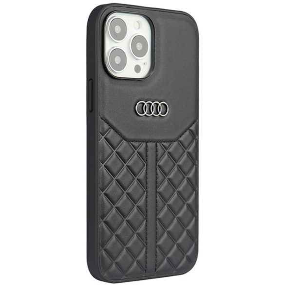 Audi valódi bőr iPhone 13 Pro Max 6.7" fekete bőr tok AU-TPUPCIP13PM-Q8/D1-BK