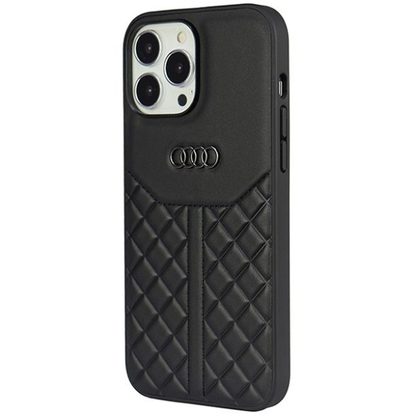 Audi valódi bőr iPhone 13 Pro Max 6.7" fekete bőr tok AU-TPUPCIP13PM-Q8/D1-BK