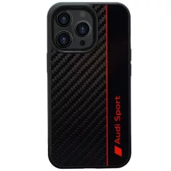   Audi Carbon Fiber Stripe iPhone 13 Pro Max 6.7" fekete keménytok AUS-TPUPCIP13PM-R8/D1-BK