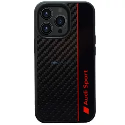   Audi Carbon Fiber Stripe iPhone 13 Pro Max 6.7" fekete keménytok AUS-TPUPCIP13PM-R8/D1-BK
