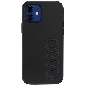 Audi Szintetikus bőr iPhone 12/12 Pro 6.1" fekete keménytok  AU-TPUPCIP12P-TT/D1-BK