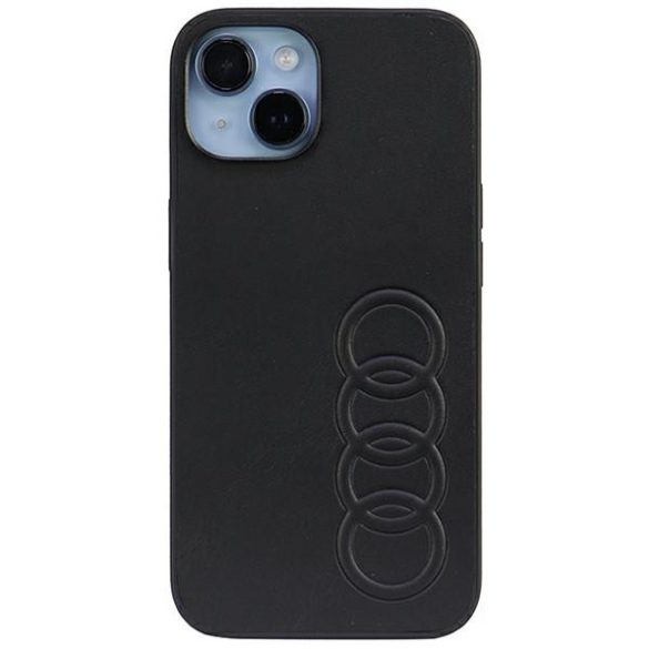 Audi Szintetikus bőr iPhone 14 / 15 / 13 6.1" fekete keménytok AU-TPUPCIP14-TT/D1-BK