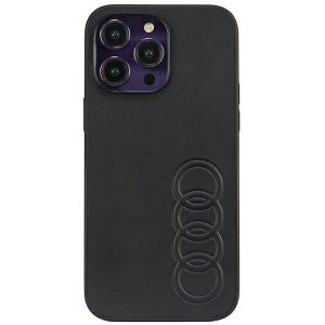 Audi Szintetikus bőr iPhone 14 Pro Max 6.7" fekete keménytok AU-TPUPCIPCIP14PM-TT/D1-BK