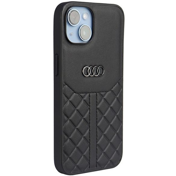 Audi valódi bőr iPhone 14 / 15 / 13 6.1" fekete keménytok AU-TPUPCIP14-Q8/D1-BK