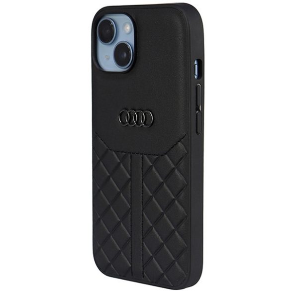 Audi valódi bőr iPhone 14 / 15 / 13 6.1" fekete keménytok AU-TPUPCIP14-Q8/D1-BK