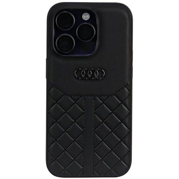 Audi Valódi bőr iPhone 14 Pro 6.1" fekete keménytok AU-TPUPCIP14P-Q8/D1-BK
