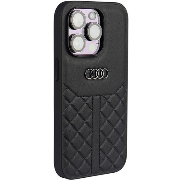 Audi Valódi bőr iPhone 14 Pro 6.1" fekete keménytok AU-TPUPCIP14P-Q8/D1-BK