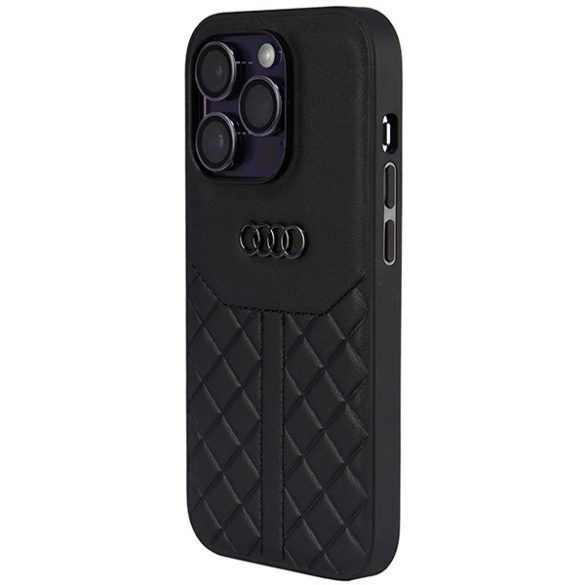 Audi Valódi bőr iPhone 14 Pro 6.1" fekete keménytok AU-TPUPCIP14P-Q8/D1-BK