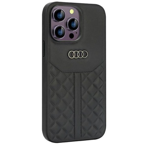 Audi Valódi bőr iPhone 14 Pro Max 6.7" fekete bőr tok AU-TPUPCIP14PM-Q8/D1-BK