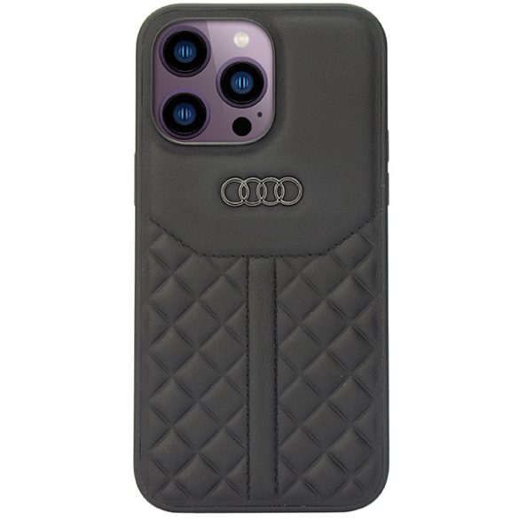 Audi Valódi bőr iPhone 14 Pro Max 6.7" fekete bőr tok AU-TPUPCIP14PM-Q8/D1-BK