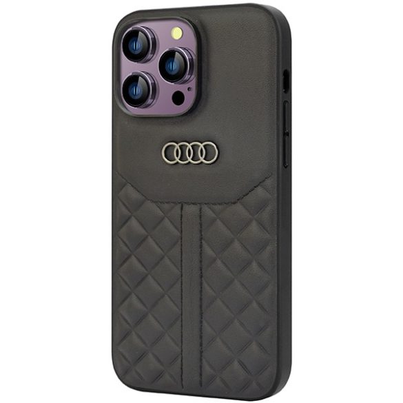 Audi Valódi bőr iPhone 14 Pro Max 6.7" fekete bőr tok AU-TPUPCIP14PM-Q8/D1-BK