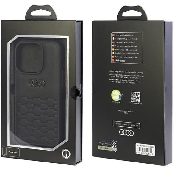 Audi GT Szintetikus bőr iPhone 15 Pro 6.1 "fekete keménytok AU-TPUPCIP15P-GT/D2-BK