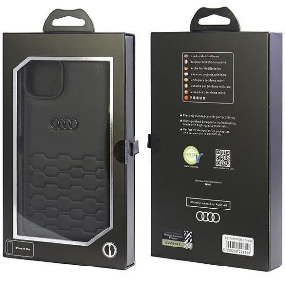 Audi GT Szintetikus bőr iPhone 15 Plus / 14 Plus 6.7" fekete keménytok AU-TPUPCIP15M-GT/D2-BK