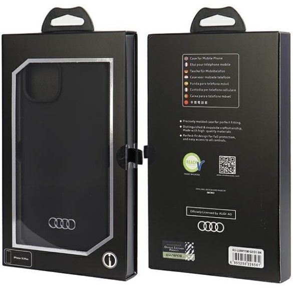 Audi szilikon tok iPhone 15 Plus / 14 Plus 6.7" fekete keménytok AU-LSRIP15M-Q3/D1-BK