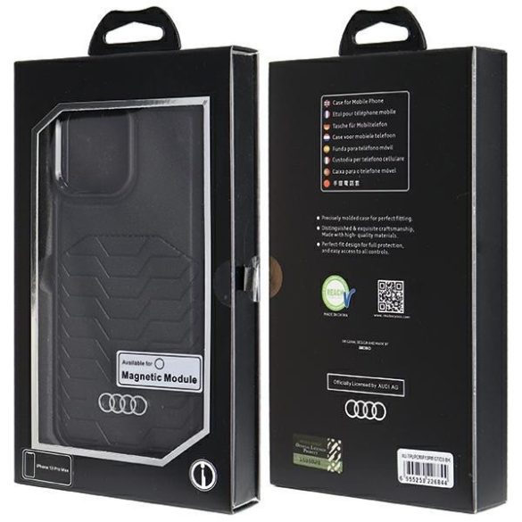 Audi AU-TPUPCMIP13PM-GT/D3-BK műbőr MagSafe keménytok iPhone 13 Pro Max - fekete