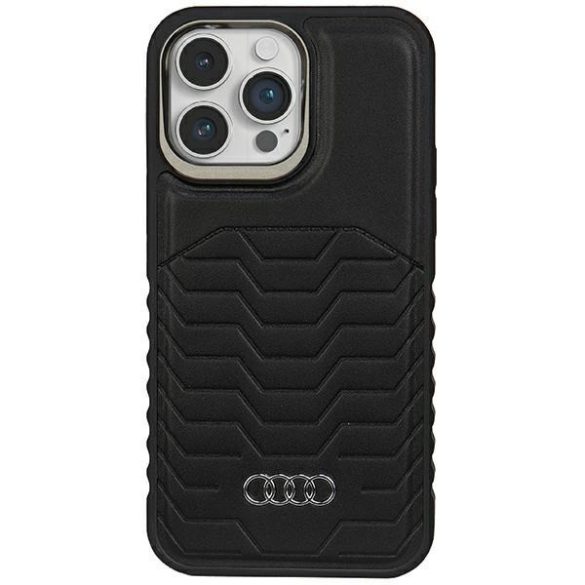 Audi AU-TPUPCMIP14P-GT/D3-BK műbőr MagSafe keménytok iPhone 14 Pro - fekete