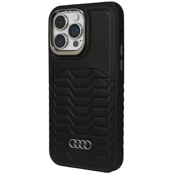 Audi AU-TPUPCMIP14P-GT/D3-BK műbőr MagSafe keménytok iPhone 14 Pro - fekete