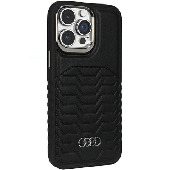 Audi AU-TPUPCMIP14P-GT/D3-BK műbőr MagSafe keménytok iPhone 14 Pro - fekete