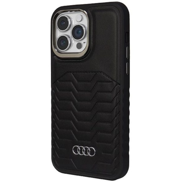 Audi AU-TPUPCMIP14PM-GT/D3-BK műbőr MagSafe keménytok iPhone 14 Pro Max - fekete